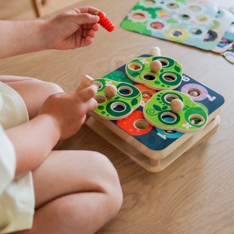 DREWNIANA GRA ZRĘCZNOŚCIOWA 2W1 WYCIĄGNIJ ROBACZKI DLA DZIECI EDUKACYJNE