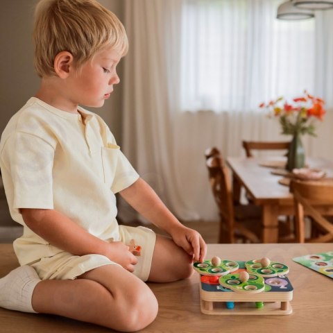 DREWNIANA GRA ZRĘCZNOŚCIOWA 2W1 WYCIĄGNIJ ROBACZKI DLA DZIECI EDUKACYJNE