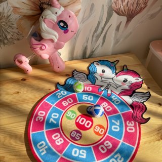 WOOPIE Gra Zręcznościowa w Rzutki na Rzepy Zestaw 2w1 Tarcza Wyrzutnia Jednorożec