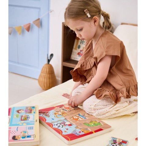 UKŁADANKA DŹWIĘKOWA DOPASUJ MUZYKUJĄCE ZWIERZĘTA EDUKACYJNE DREWNIANE