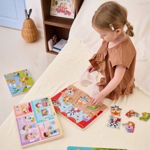 UKŁADANKA DŹWIĘKOWA DOPASUJ MUZYKUJĄCE ZWIERZĘTA EDUKACYJNE DREWNIANE