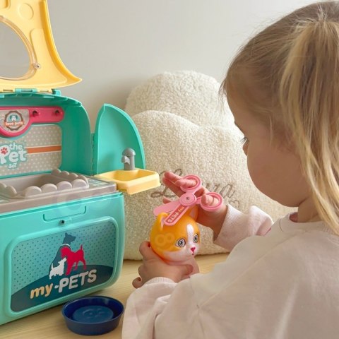 KOTEK PRZENOŚNY SALON PIĘKNOŚCI 2W1 W PLECAKU TRANSPORTER DLA DZIECI ZABAWA