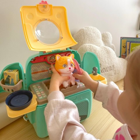 KOTEK PRZENOŚNY SALON PIĘKNOŚCI 2W1 W PLECAKU TRANSPORTER DLA DZIECI ZABAWA