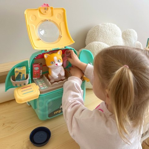 KOTEK PRZENOŚNY SALON PIĘKNOŚCI 2W1 W PLECAKU TRANSPORTER DLA DZIECI ZABAWA