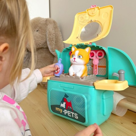 KOTEK PRZENOŚNY SALON PIĘKNOŚCI 2W1 W PLECAKU TRANSPORTER DLA DZIECI ZABAWA