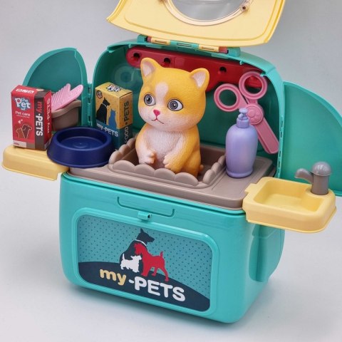 KOTEK PRZENOŚNY SALON PIĘKNOŚCI 2W1 W PLECAKU TRANSPORTER DLA DZIECI ZABAWA