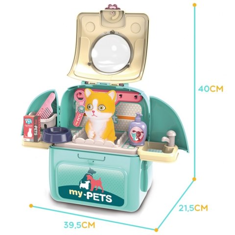 KOTEK PRZENOŚNY SALON PIĘKNOŚCI 2W1 W PLECAKU TRANSPORTER DLA DZIECI ZABAWA