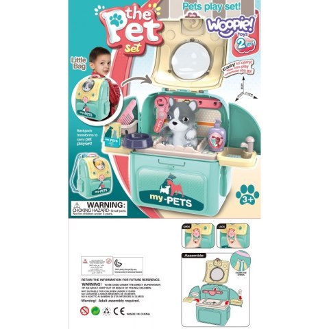 KOTEK PRZENOŚNY SALON PIĘKNOŚCI 2W1 W PLECAKU TRANSPORTER DLA DZIECI ZABAWA