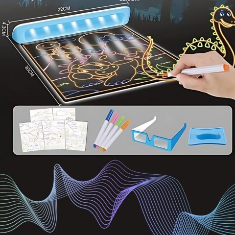 MAGNETYCZNA TABLICA 3D PODŚWIETLENIE LED DO RYSOWANIA EDUKACYJNA DLA DZIECI
