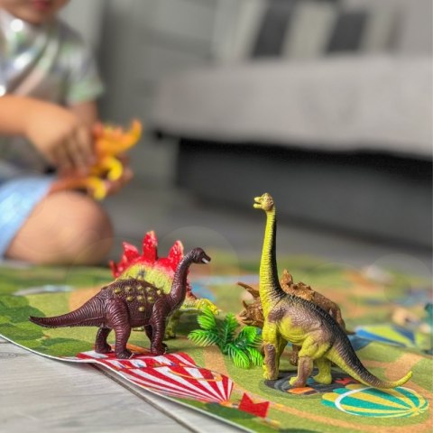 ZESTAW FIGURKI DINOZAURY 16 EL. MATA KUFEREK EDUKACYJNE DLA DZIECI
