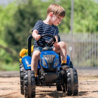 DUŻY TRAKTOR NA PEDAŁY FALK NEW HOLLAND Z PRZYCZEPĄ DLA DZIECI 3-7 LAT 50KG