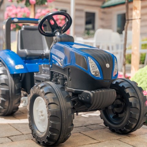 DUŻY TRAKTOR NA PEDAŁY FALK NEW HOLLAND Z PRZYCZEPĄ DLA DZIECI 3-7 LAT 50KG