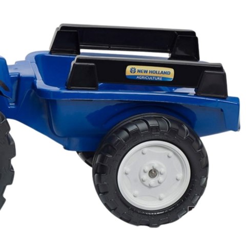 DUŻY TRAKTOR NA PEDAŁY FALK NEW HOLLAND Z PRZYCZEPĄ DLA DZIECI 3-7 LAT 50KG