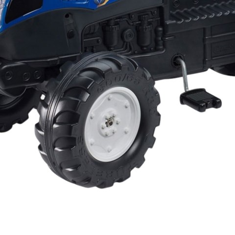 DUŻY TRAKTOR NA PEDAŁY FALK NEW HOLLAND Z PRZYCZEPĄ DLA DZIECI 3-7 LAT 50KG