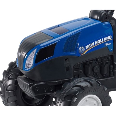 DUŻY TRAKTOR NA PEDAŁY FALK NEW HOLLAND Z PRZYCZEPĄ DLA DZIECI 3-7 LAT 50KG