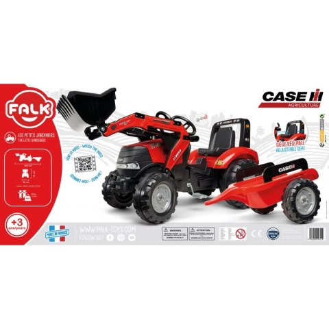 TRAKTOR NA PEDAŁY DLA DZIECI 3-6 LAT DO 50KG FALK CASE RUCHOMA ŁYŻKA PRZYCZEPA