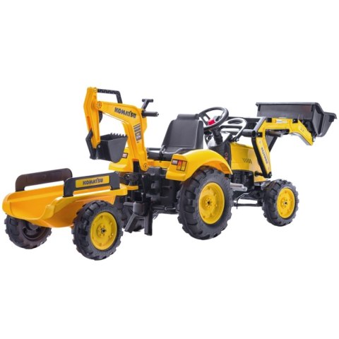 TRAKTOR NA PEDAŁY DLA DZIECI 3-6 LAT DO 50KG FALK KOMATSU ŁYŻKA PRZYCZEPKA