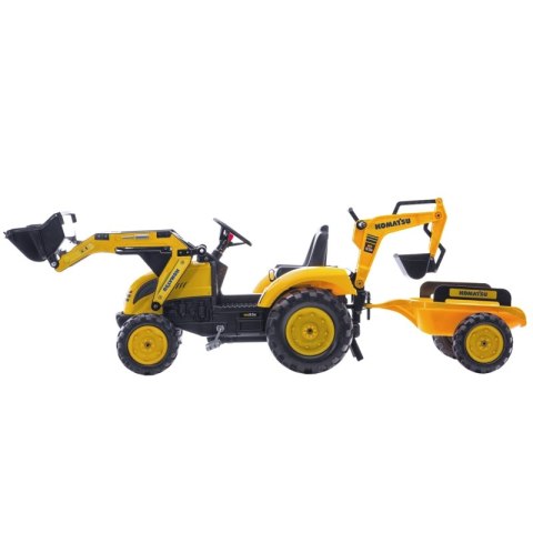TRAKTOR NA PEDAŁY DLA DZIECI 3-6 LAT DO 50KG FALK KOMATSU ŁYŻKA PRZYCZEPKA