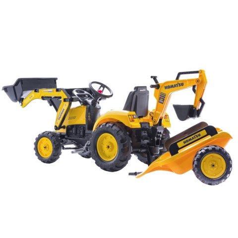 TRAKTOR NA PEDAŁY DLA DZIECI 3-6 LAT DO 50KG FALK KOMATSU ŁYŻKA PRZYCZEPKA