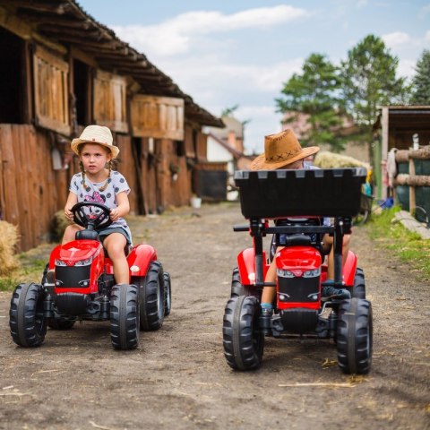 TRAKTOR NA PEDAŁY DLA DZIECI 3-6 LAT DO 50KG FALK MASSEY FERGUSON PRZYCZEPA KLAKSON ŁAŃCUCH