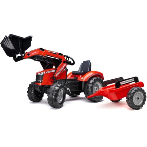 TRAKTOR NA PEDAŁY DLA DZIECI 3-6 LAT DO 50KG FALK MASSEY FERGUSON PRZYCZEPA KLAKSON ŁAŃCUCH