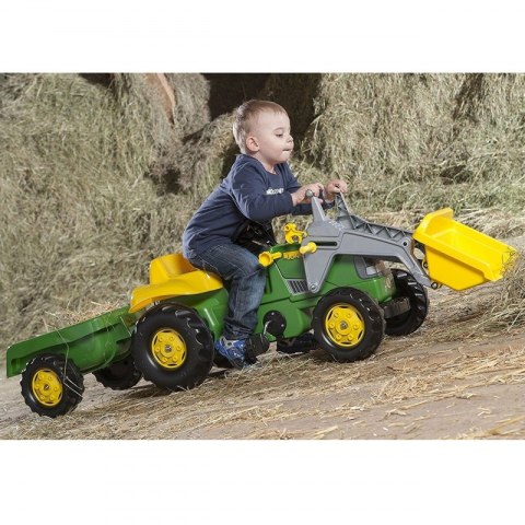 TRAKTOR NA PEDAŁY ROLLYKID JOHN DEERE DLA DZIECI 2-5 LAT ŁYŻKA PRZYCZEPKA