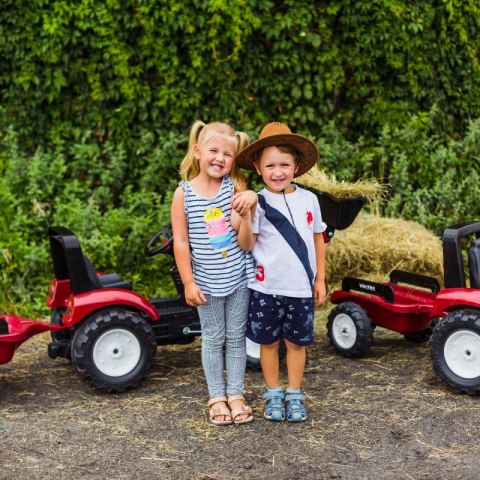 TRAKTOR NA PEDAŁY DLA DZIECI 3-6 LAT DO 50KG FALK VALTRA PRZYCZEPA ŁYŻKA KLAKSON