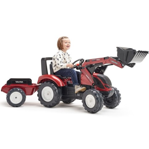 TRAKTOR NA PEDAŁY DLA DZIECI 3-6 LAT DO 50KG FALK VALTRA PRZYCZEPA ŁYŻKA KLAKSON