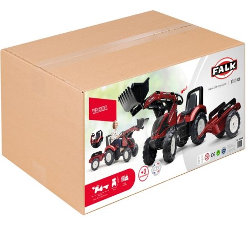 TRAKTOR NA PEDAŁY DLA DZIECI 3-6 LAT DO 50KG FALK VALTRA PRZYCZEPA ŁYŻKA KLAKSON