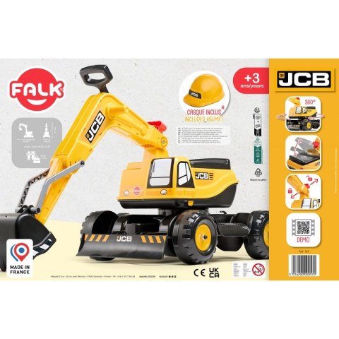 JEŹDZIK KOPARKA FALK JCB DIGGER DLA DZIECKA 3-7 LAT RUCHOMA ŁYŻKA + KASK
