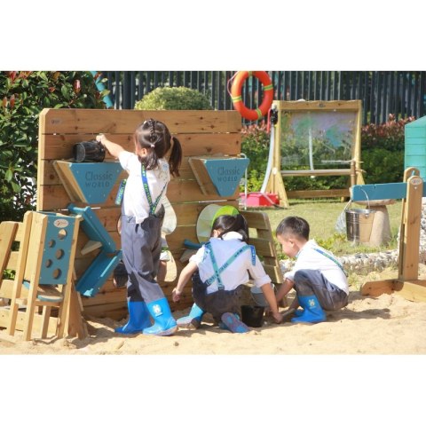 CLASSIC WORLD EDU Drewniana Ścianka do Zabawy w Piasku z Ławeczką i Lustrem