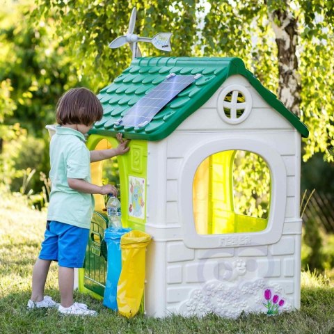 DOMEK OGRODOWY DLA DZIECI FEBER ECO ANTY UV KARMNIK SEGREGACJA ODPADÓW IMITACJA PANELU SŁONECZNEGO
