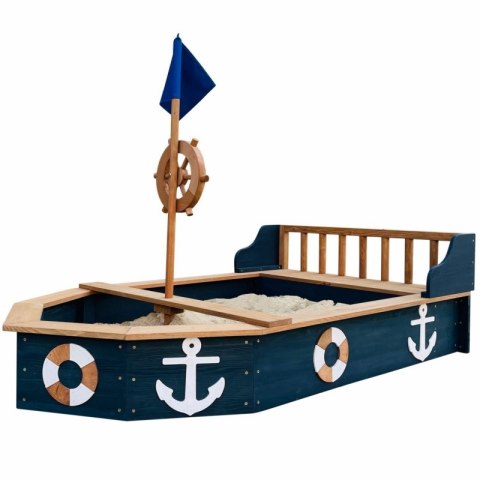 AXI Drewniana Piaskownica Statek Piracki Doris ze Schowkiem + Pokrowiec 153 cm
