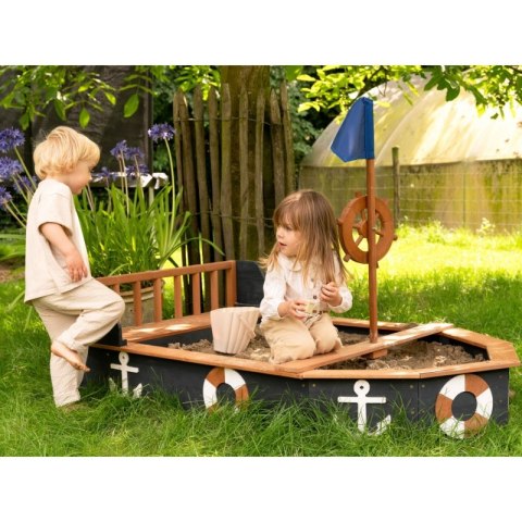 AXI Drewniana Piaskownica Statek Piracki Doris ze Schowkiem + Pokrowiec 153 cm