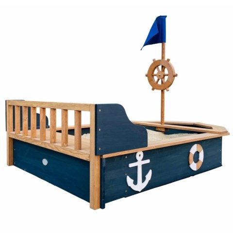 AXI Drewniana Piaskownica Statek Piracki Doris ze Schowkiem + Pokrowiec 153 cm