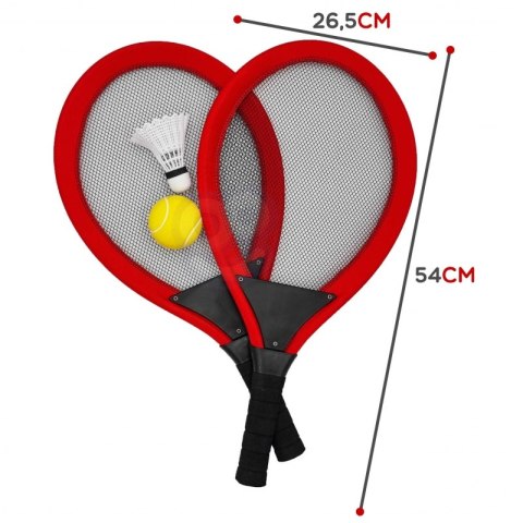 DUŻE RAKIETKI DO TENISA BADMINTON DLA DZIECI ZESTAW PIŁKA LOTKA MOTORYCZNE