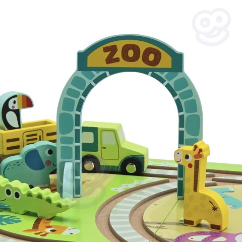 DREWNIANY POCIĄG KOLEJKA ZOO CIUCHCIA NA MAGNES TOR W WALIZCE DLA DZIECI