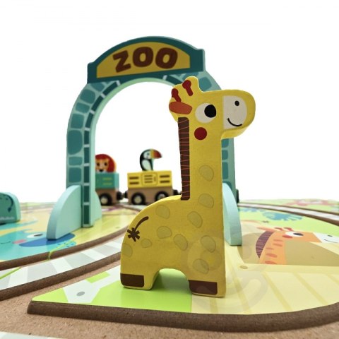 DREWNIANY POCIĄG KOLEJKA ZOO CIUCHCIA NA MAGNES TOR W WALIZCE DLA DZIECI