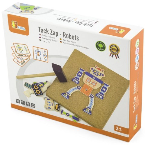 DREWNIANA PRZYBIJANKA ROBOTY 45 ELEMENTÓW MONTESSORI KREATYWNE KOLOROWE