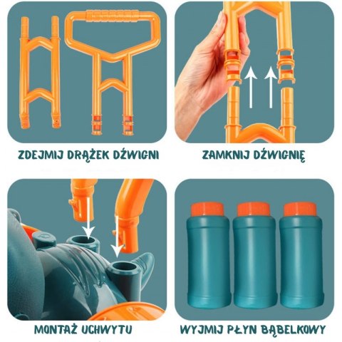 KOSIARKA OGRODOWA DINO NA BAŃKI MYDLANE DLA DZIECI DINOZAUR PŁYN KOLOROWA