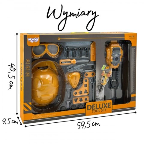 ZESTAW NARZĘDZI MAŁEGO MAJSTERKOWICZA GOGLE KASK MŁOT PNEUMATYCZNY 21EL