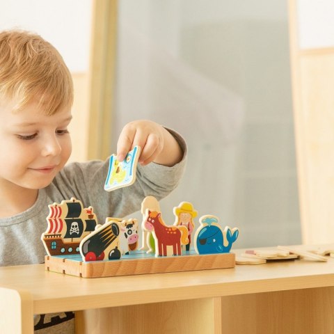 DREWNIANA UKŁADANKA EDUKACYJNA NAUKA ODLEGŁOSCI 2W EDUKACYJNE DREWNIANE