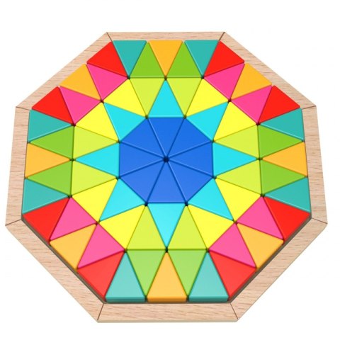 UKŁADANKA PUZZLE OŚMIOKĄTNE DREWNIANE MOZAIKA EDUKACYJNA 73EL. KREATYWNE TRWAŁE