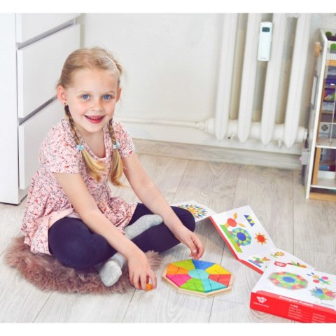 UKŁADANKA PUZZLE OŚMIOKĄTNE DREWNIANE MOZAIKA EDUKACYJNA 73EL. KREATYWNE TRWAŁE