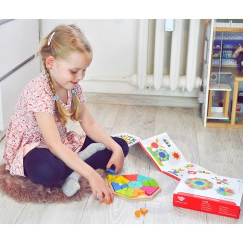 UKŁADANKA PUZZLE OŚMIOKĄTNE DREWNIANE MOZAIKA EDUKACYJNA 73EL. KREATYWNE TRWAŁE