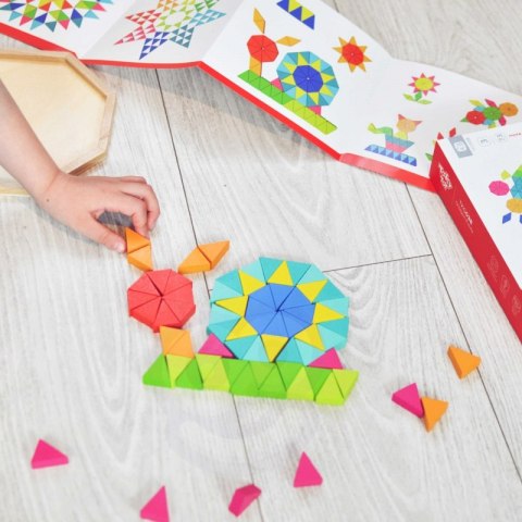 UKŁADANKA PUZZLE OŚMIOKĄTNE DREWNIANE MOZAIKA EDUKACYJNA 73EL. KREATYWNE TRWAŁE