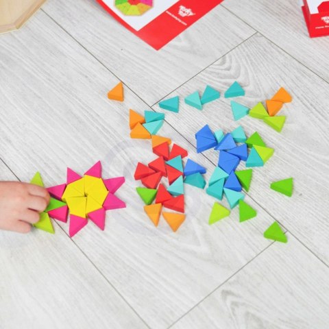 UKŁADANKA PUZZLE OŚMIOKĄTNE DREWNIANE MOZAIKA EDUKACYJNA 73EL. KREATYWNE TRWAŁE