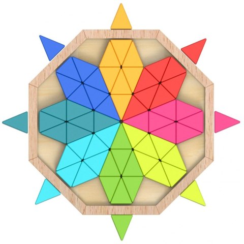 UKŁADANKA PUZZLE OŚMIOKĄTNE DREWNIANE MOZAIKA EDUKACYJNA 73EL. KREATYWNE TRWAŁE