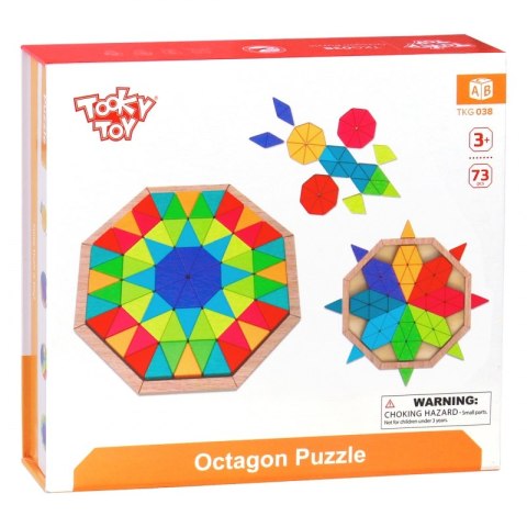 UKŁADANKA PUZZLE OŚMIOKĄTNE DREWNIANE MOZAIKA EDUKACYJNA 73EL. KREATYWNE TRWAŁE