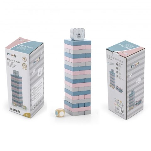 VIGA PolarB Drewniana Gra Wieża Układanka Pastelowa